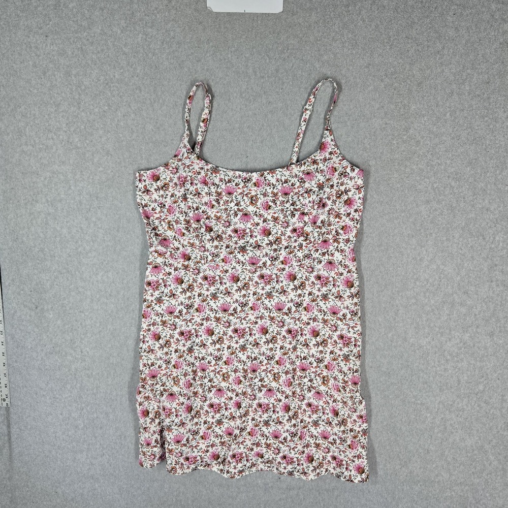 Old Navy Women Dress XL White Linen Viscose Floral Sundress Smocked Cami